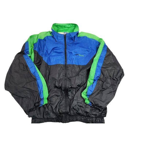 Pro Spirit Size L Large Vintage Windbreaker Jacket Green Blue Black - Picture 1 of 5